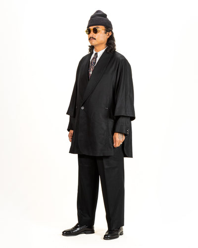 Gorsch Flannel Wool Cape Coat - Black - Standard & Strange