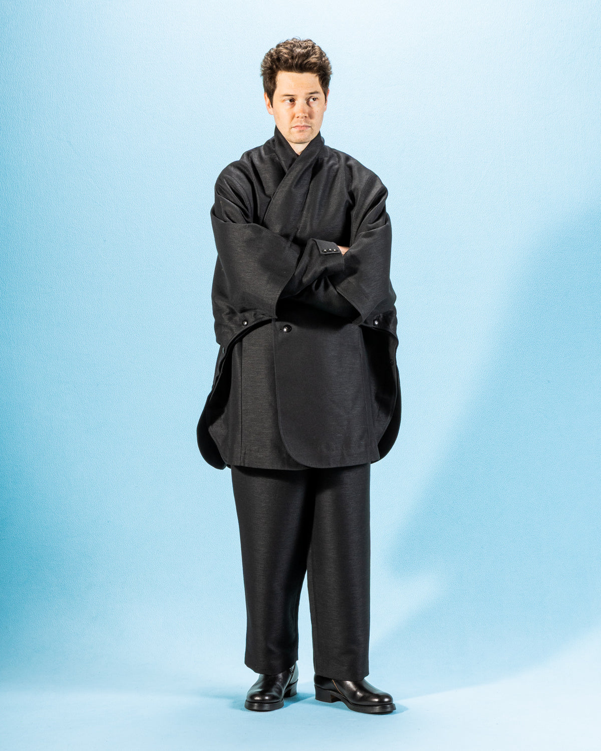 Gorsch Wool Hemp Cape Coat - Black - Standard & Strange