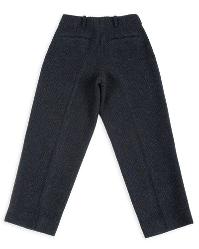 Gorsch Wool Two Tuck Trousers - Navy Dynamic Herringbone - Standard & Strange