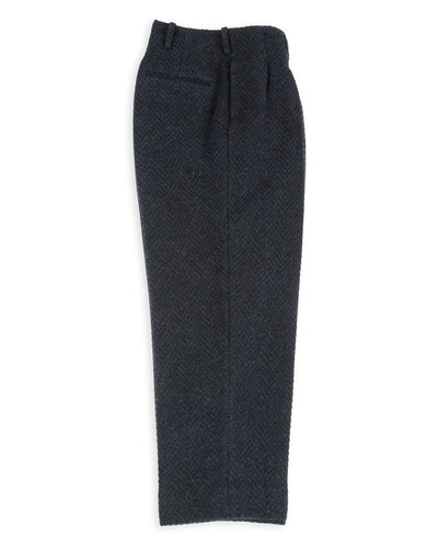 Gorsch Wool Two Tuck Trousers - Navy Dynamic Herringbone - Standard & Strange