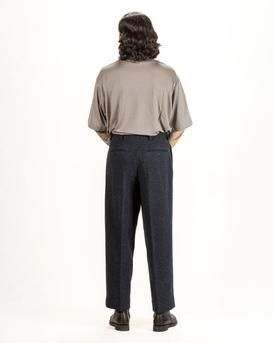 Gorsch Wool Two Tuck Trousers - Navy Dynamic Herringbone - Standard & Strange