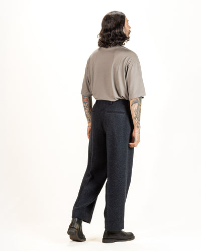 Gorsch Wool Two Tuck Trousers - Navy Dynamic Herringbone - Standard & Strange