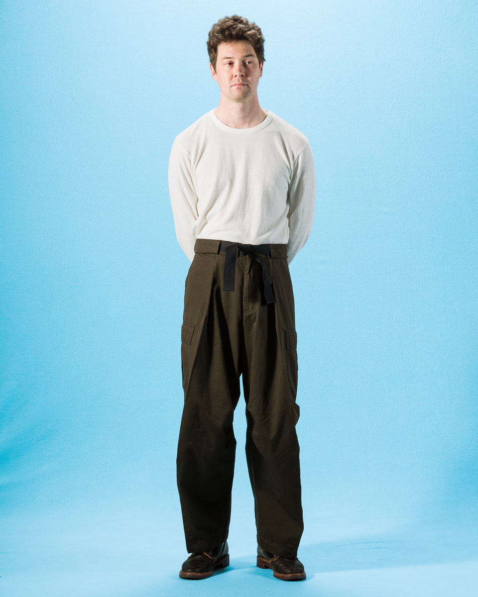 Hansen Benny Super Wide Balloon Trouser - Olive Drill - Standard & Strange