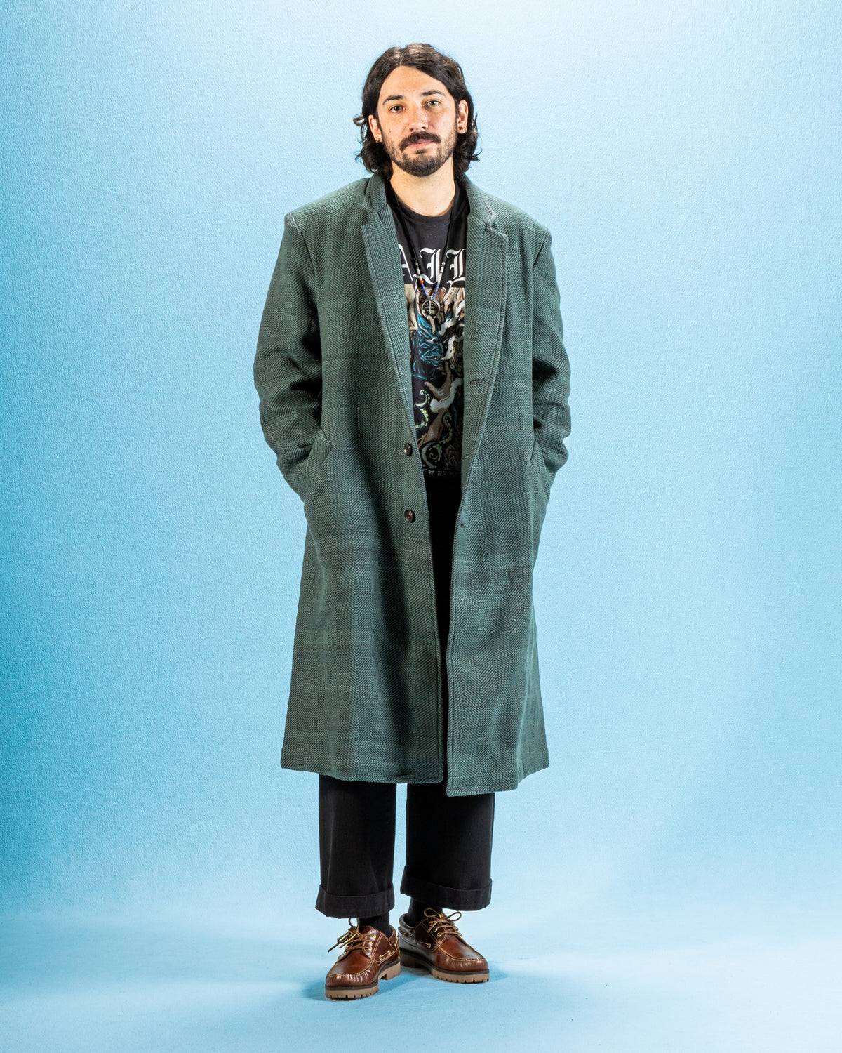 Indi + Ash George Coat - Handspun Midnight Teal/Iron Black HB - Standard & Strange
