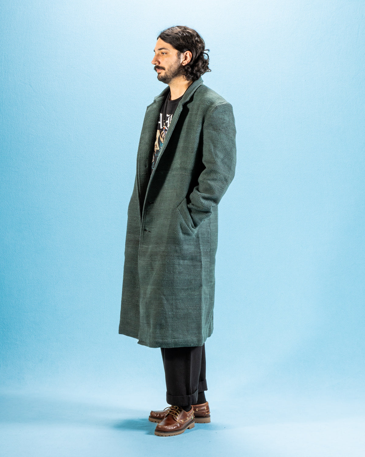 Indi + Ash George Coat - Handspun Midnight Teal/Iron Black HB - Standard & Strange