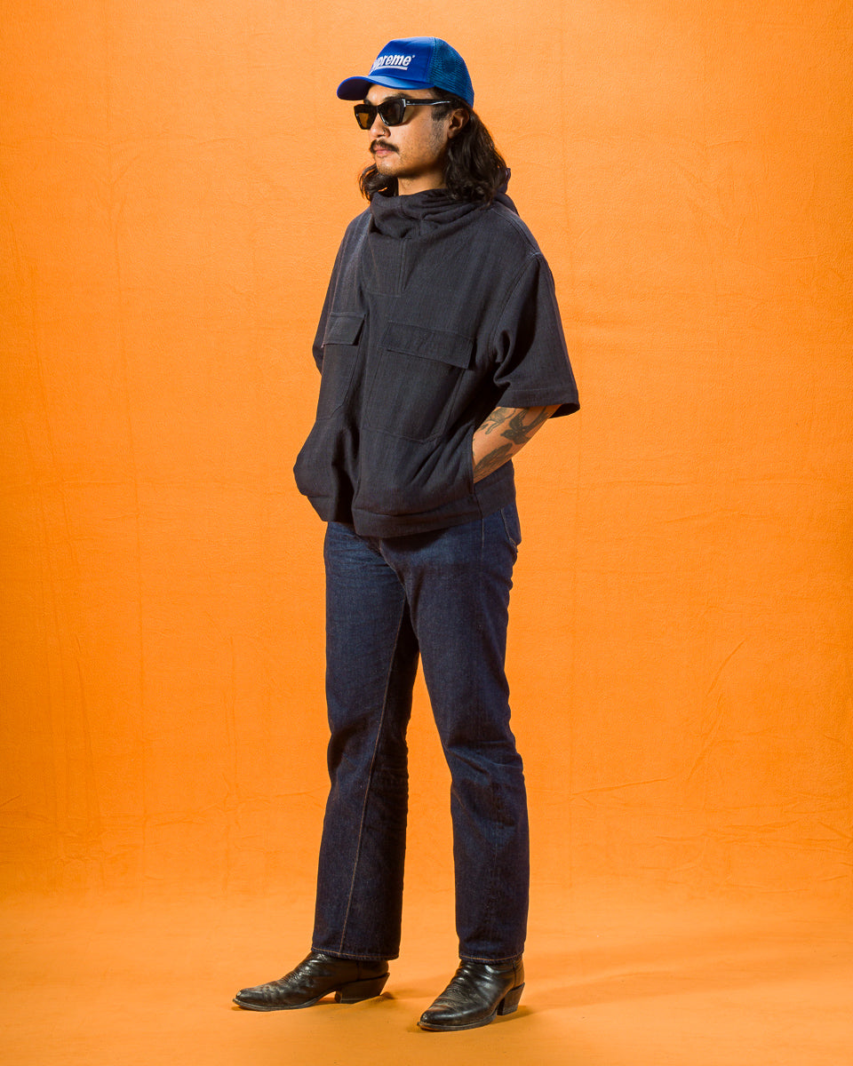 Indi + Ash Short Sleeve Hooded Smock - Iron/Indigo - Standard & Strange