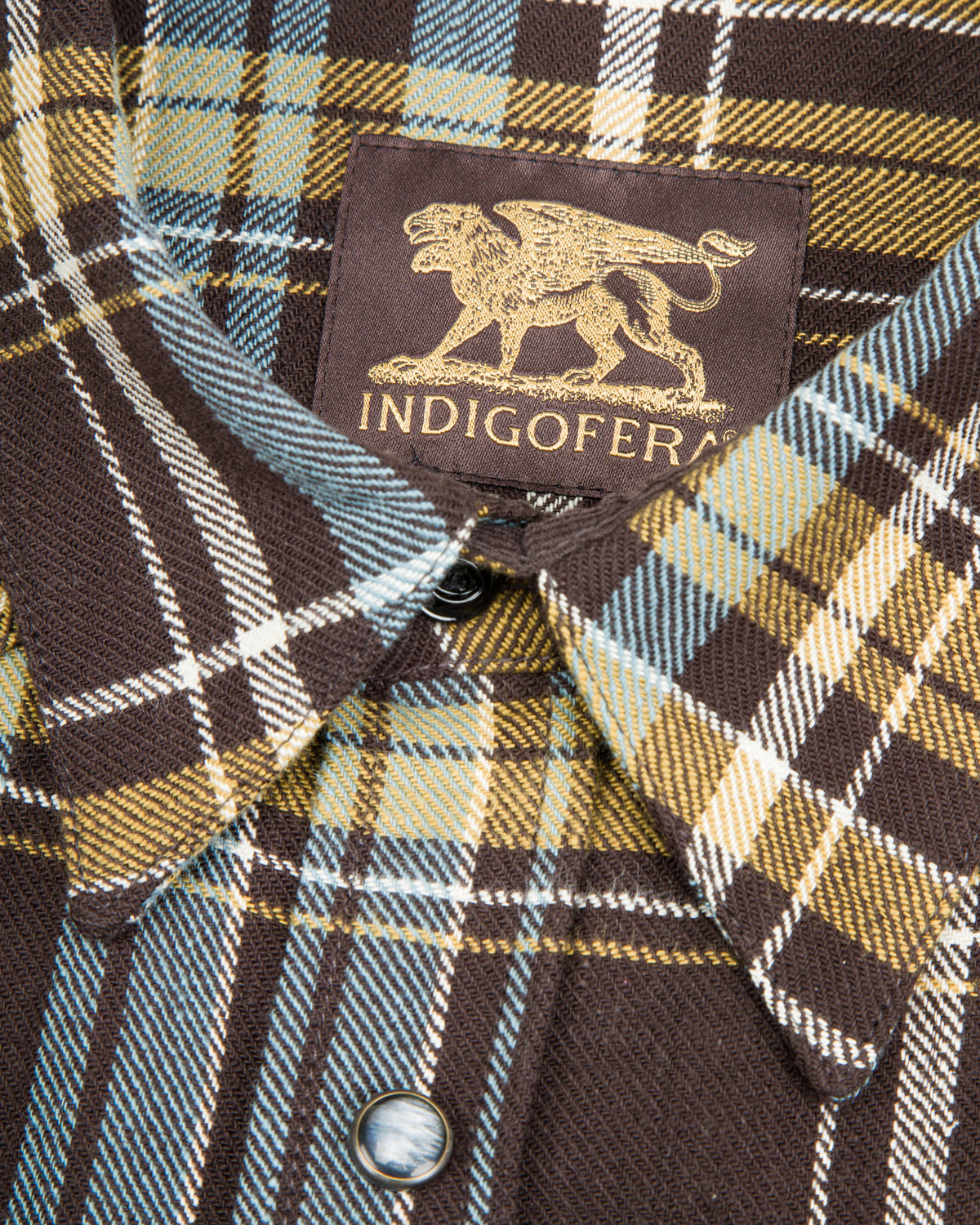 Indigofera Dawson Heavy Flannel Shirt - Brown / Olive / Turquoise / Ecru - Standard & Strange