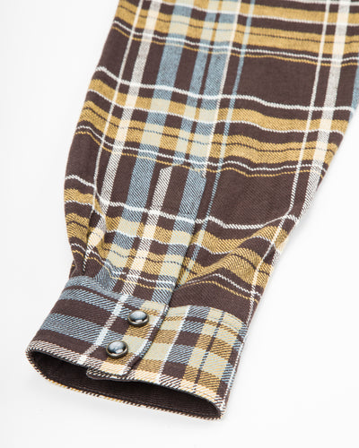 Indigofera Dawson Heavy Flannel Shirt - Brown / Olive / Turquoise / Ecru - Standard & Strange