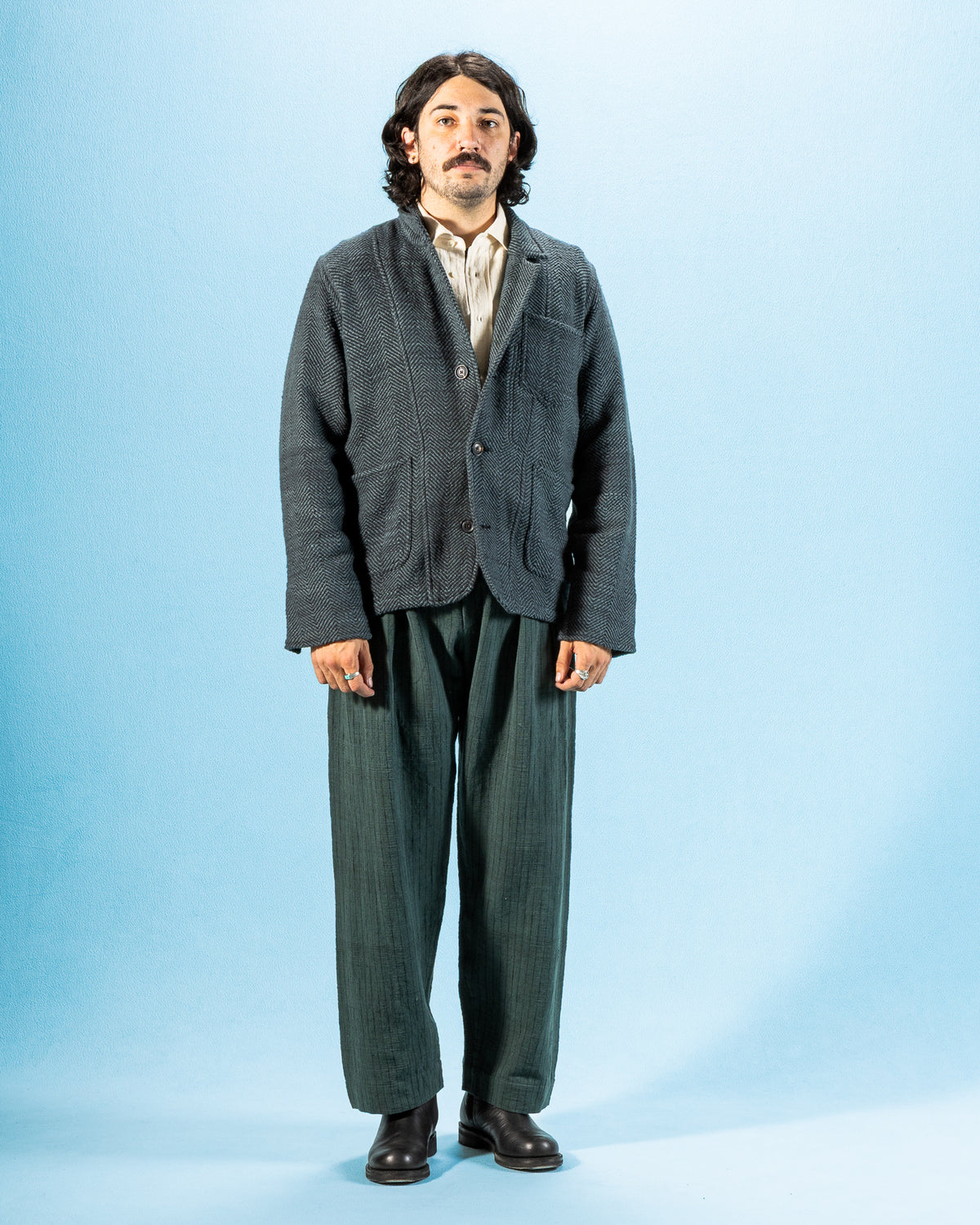 Indi + Ash Study Jacket - Handspun Midnight Teal/Iron Black HB - Standard & Strange
