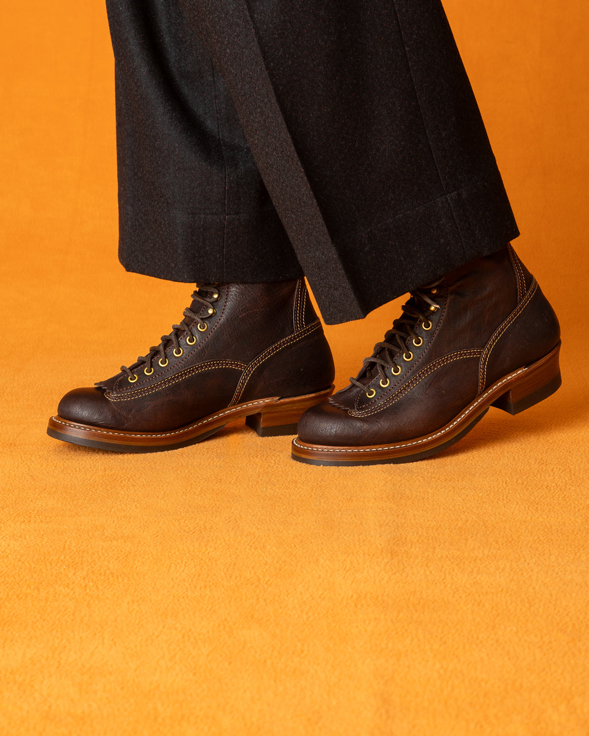 John Lofgren Donkey Puncher 8" Boots - Burnt Dark Brown Ezo Deerskin - Standard & Strange