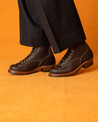 John Lofgren Donkey Puncher 8" Boots - Burnt Dark Brown Ezo Deerskin - Standard & Strange