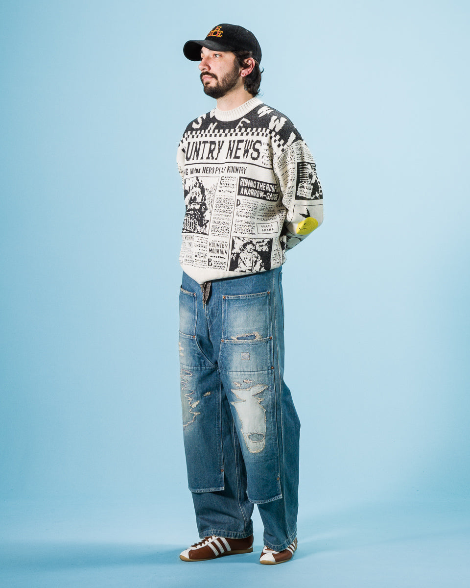 Kapital 14oz Denim W-Knee EASY Baggy Pants(DIXIE LUMBER REMAKE) - PRO - Standard & Strange