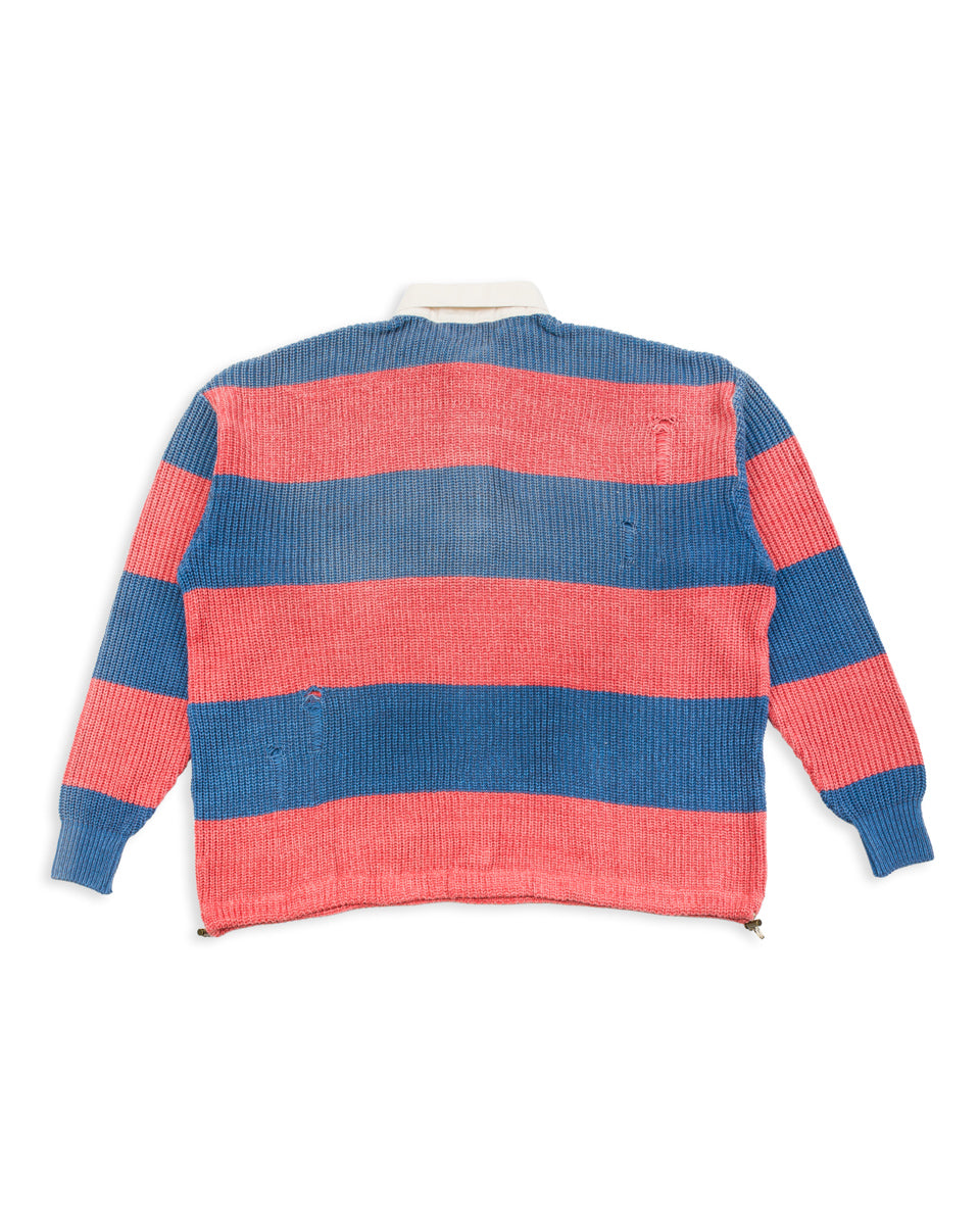 Kapital 5G Cotton Knit RUGGER Shirt - Sax/Red - Standard & Strange