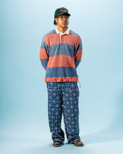 Kapital 5G Cotton Knit RUGGER Shirt - Sax/Red - Standard & Strange