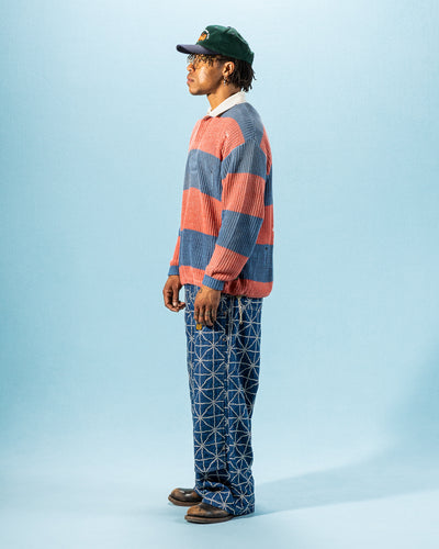 Kapital 5G Cotton Knit RUGGER Shirt - Sax/Red - Standard & Strange