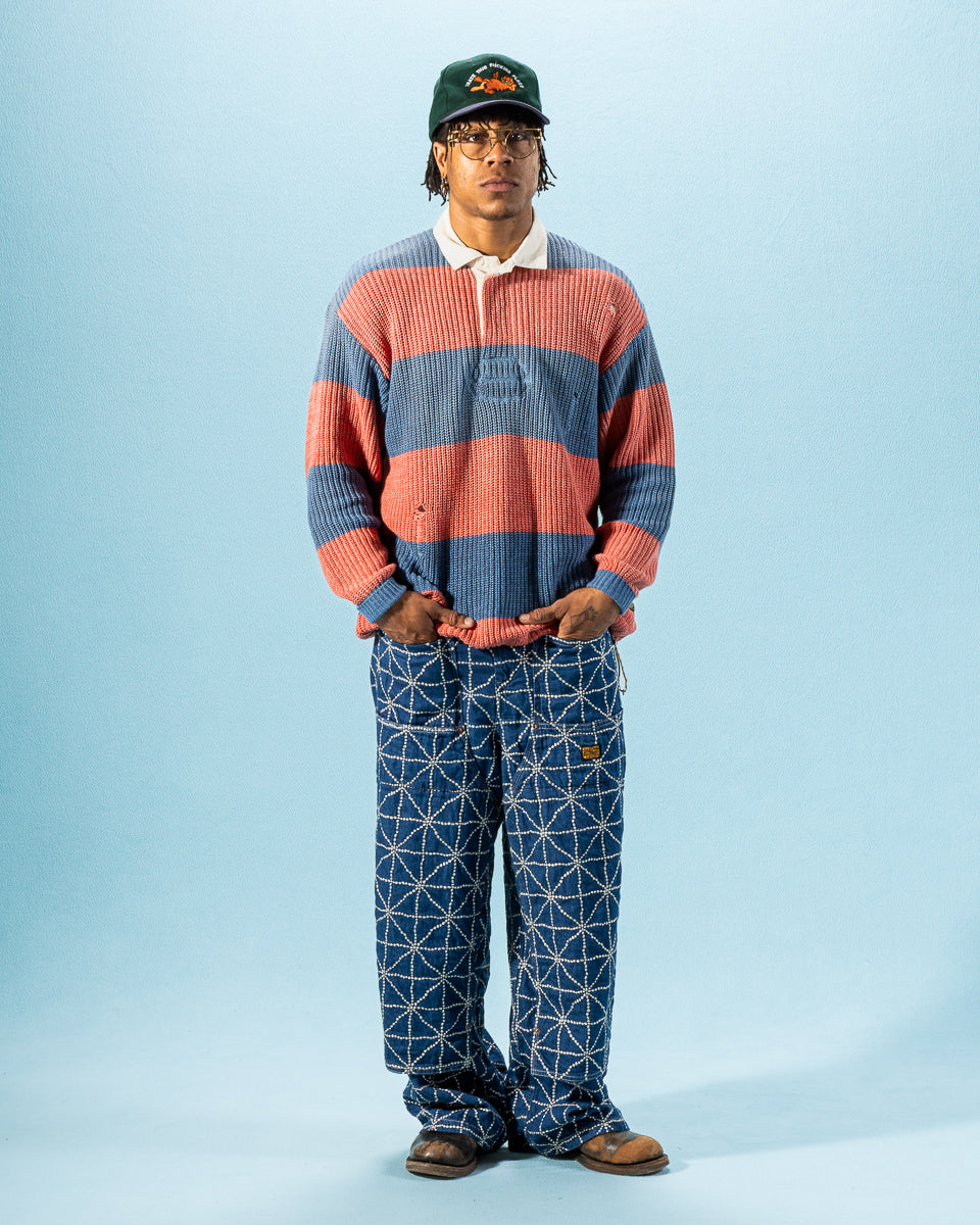 Kapital 8oz Denim FOLK DOJO W-Knee EASY Baggy Pants - Midtone - Standard & Strange