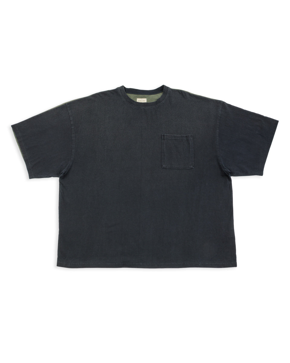 Kapital Jersey 2TONES BIG Pocket T (BONE) - Black x Khaki - Standard & Strange