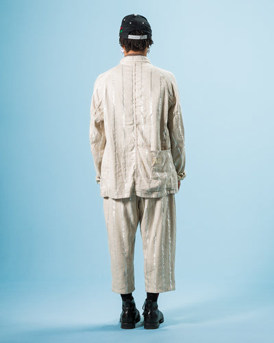 Kapital Linen Glitter PHILLIES Stripe CACTUS Coverall - Ecru - Standard & Strange