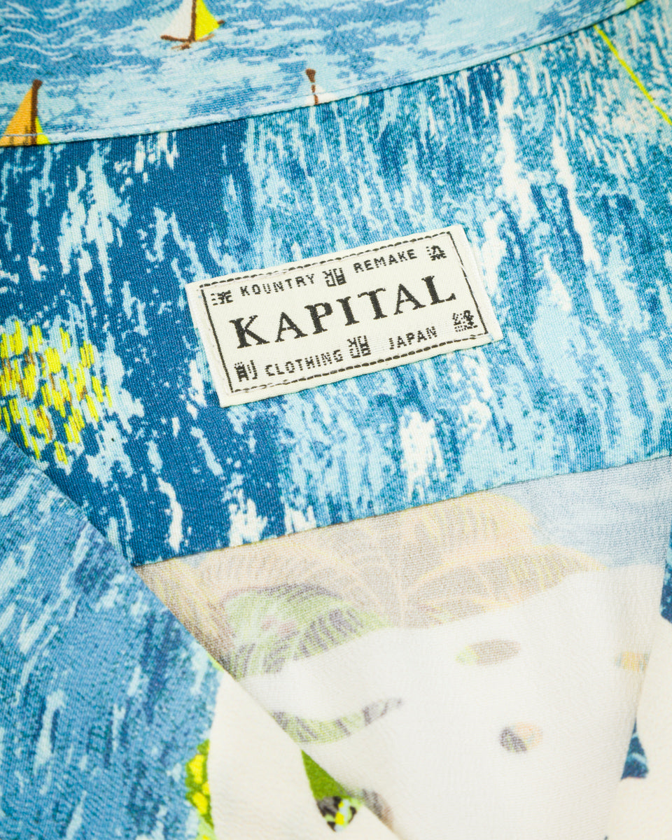 Kapital Rayon KAMEHAMEHA BONE Aloha Shirt - Blue - Standard & Strange