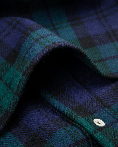 Kapital Tartan Check Layered Collar OPERA Western Shirt - BlackWatch - Standard & Strange