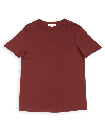 Merz b. Schwanen 1950s Lightweight Loopwheeled Tee - Burgundy - Standard & Strange