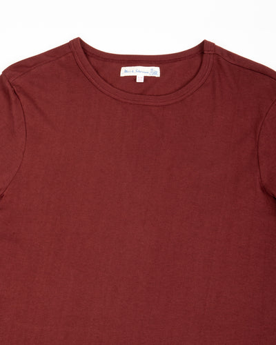 Merz b. Schwanen 1950s Lightweight Loopwheeled Tee - Burgundy - Standard & Strange