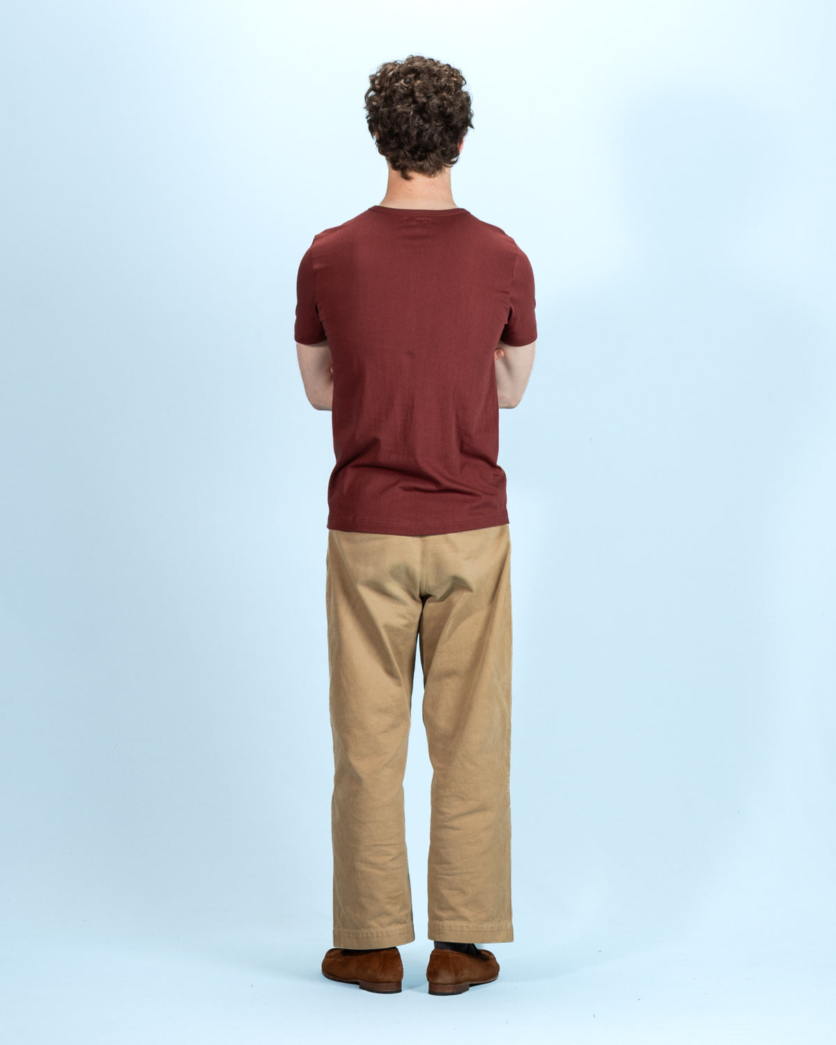Merz b. Schwanen 1950s Lightweight Loopwheeled Tee - Burgundy - Standard & Strange