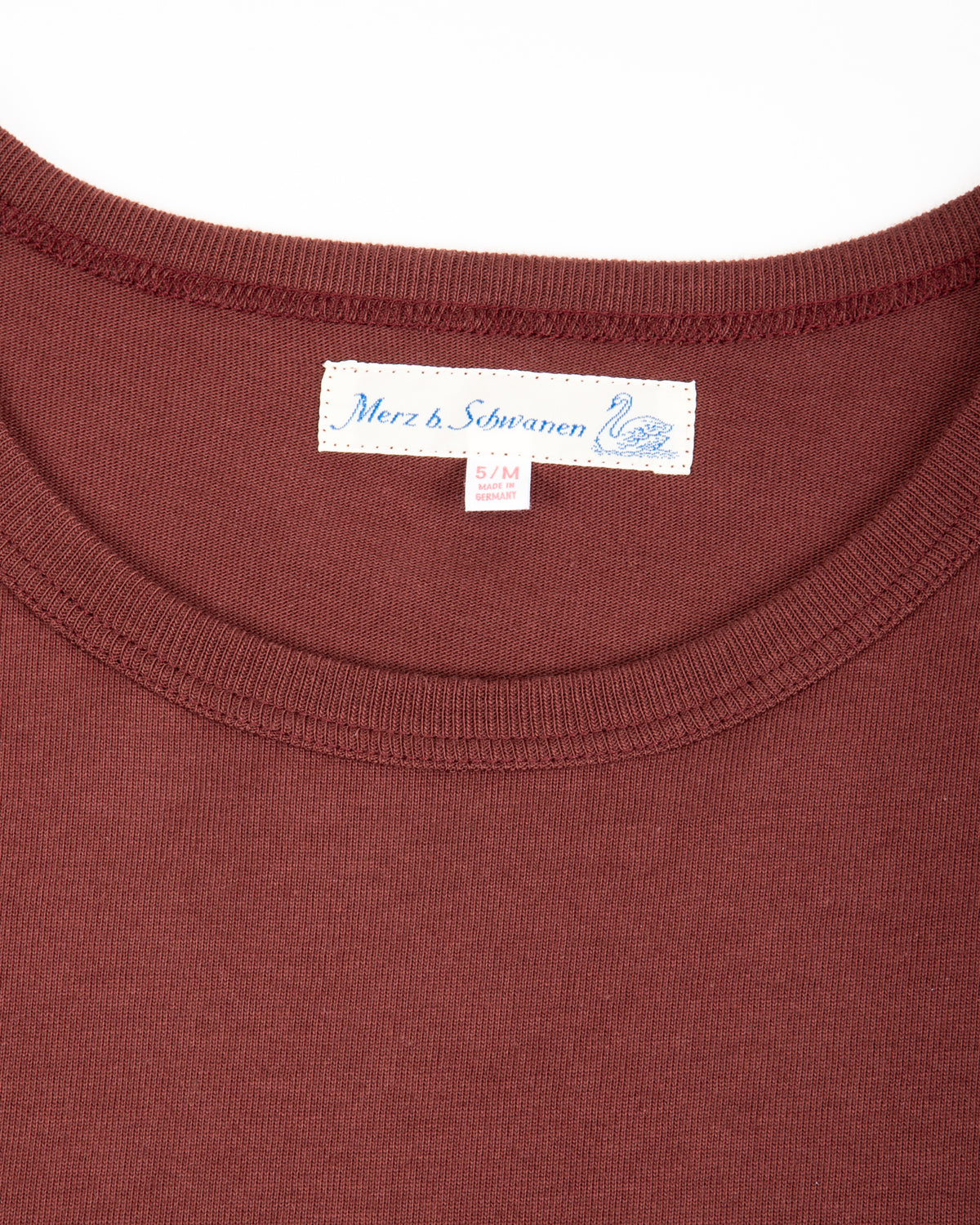 Merz b. Schwanen 2M15C Cropped Vintage Machine Jersey T-Shirt - Burgundy - Standard & Strange