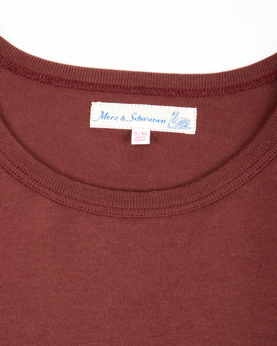 Merz b. Schwanen 2M15C Cropped Vintage Machine Jersey T-Shirt - Burgundy - Standard & Strange