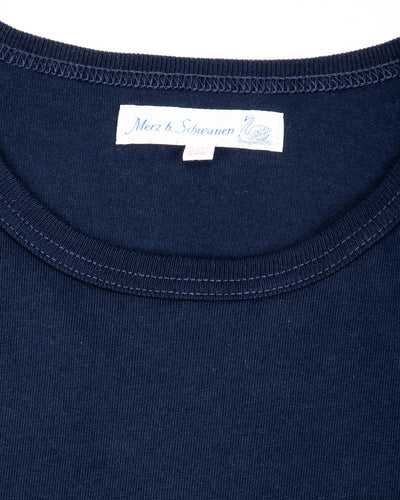 Merz b. Schwanen 2M15C Cropped Vintage Machine Jersey T-Shirt - Ink Blue - Standard & Strange
