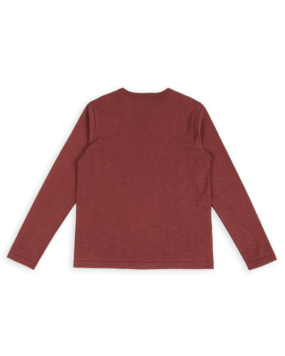 Merz b. Schwanen 2S08 Loopwheeled Relaxed Fit Heavyweight L/S Henley - Burgundy - Standard & Strange