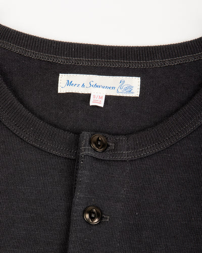 Merz b. Schwanen 2S08 Loopwheeled Relaxed Fit Heavyweight L/S Henley - Charcoal - Standard & Strange