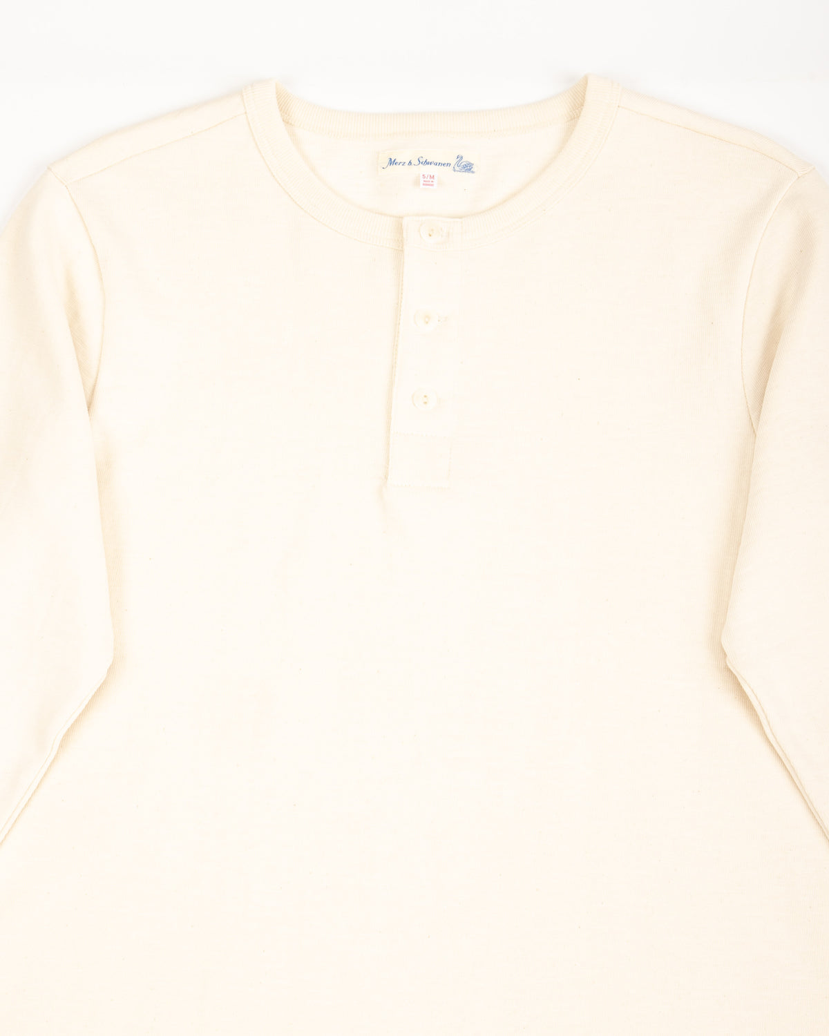 Merz b. Schwanen 2S08 Loopwheeled Relaxed Fit Heavyweight L/S Henley - Nature - Standard & Strange