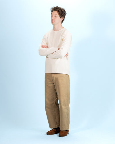Merz b. Schwanen 2S08 Loopwheeled Relaxed Fit Heavyweight L/S Henley - Nature - Standard & Strange