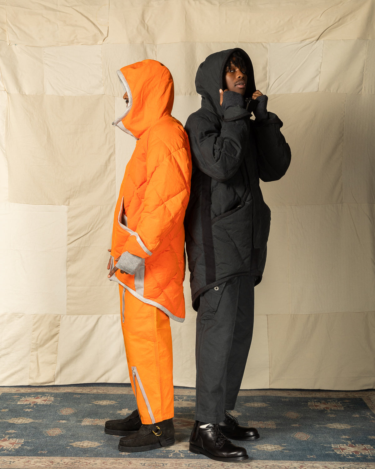 MotivMfg Lander Down Coat - Charcoal Halley Stevenson "Military Finish" Waxed Cotton - Standard & Strange