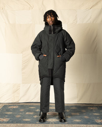 MotivMfg Lander Down Coat - Charcoal Halley Stevenson "Military Finish" Waxed Cotton - Standard & Strange