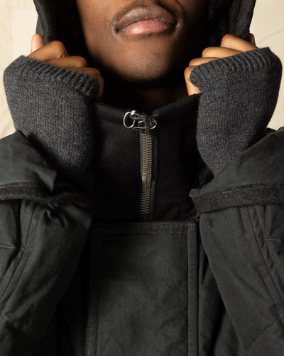 MotivMfg Lander Down Coat - Charcoal Halley Stevenson "Military Finish" Waxed Cotton - Standard & Strange