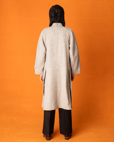 MotivMfg Mandarin Coat - Ecru Undyed Wool - Standard & Strange