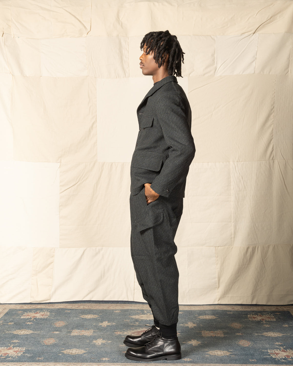 MotivMfg Ski Trousers - Forest Lovat Crepe Twist Sporting Tweed - Standard & Strange