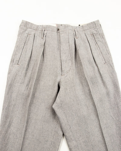 MotivMfg English Trousers - Light Grey Stripe High Twist Linen - Standard & Strange