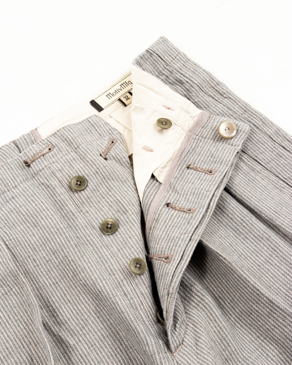 MotivMfg English Trousers - Light Grey Stripe High Twist Linen - Standard & Strange