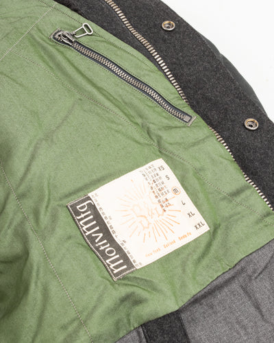 MotivMfg Lander Down Coat - Charcoal Halley Stevenson "Military Finish" Waxed Cotton - Standard & Strange