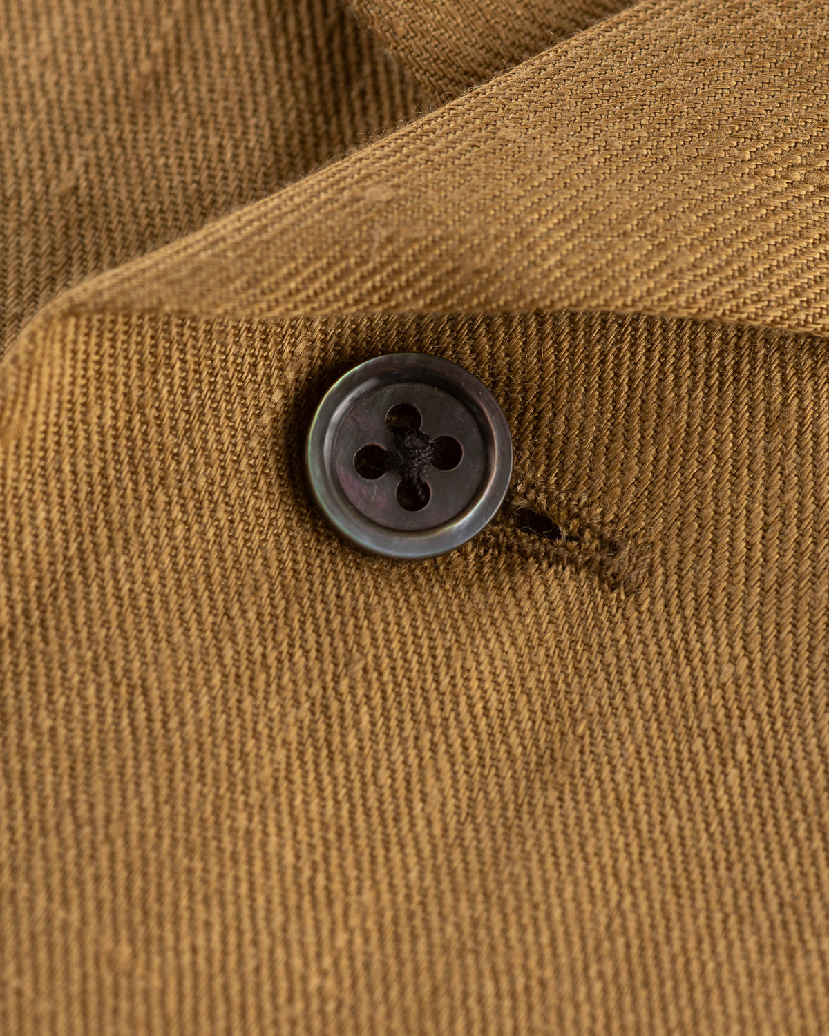 Nigel Cabourn Open Collar Shirt - Khaki Linen Twill - Standard & Strange