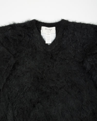 Olde H & Daughter Fur Cashmere V Pullover - Black 10 - Standard & Strange