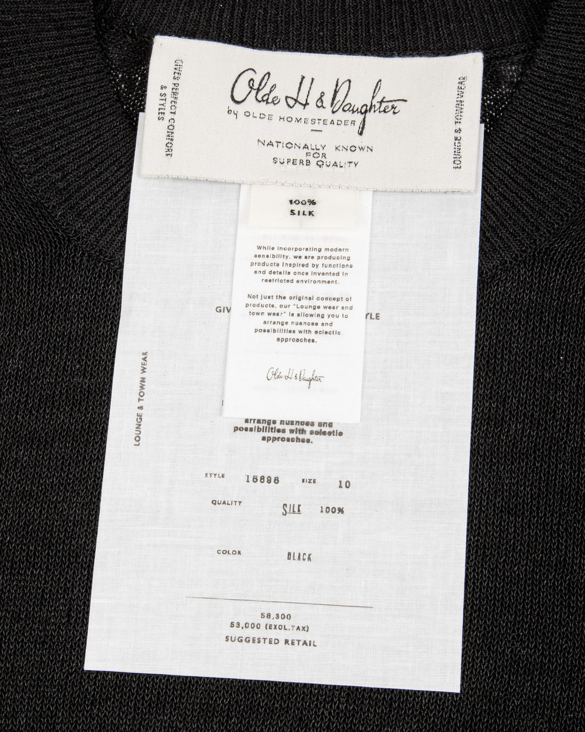 Olde H & Daughter Jyarijyari Silk Crew Pullover - Black - Standard & Strange
