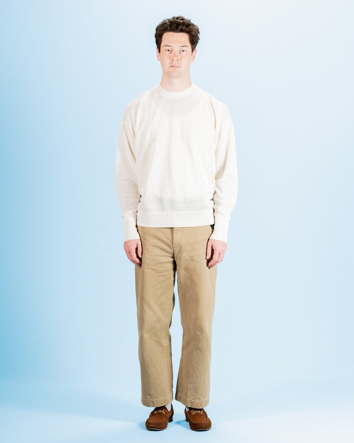 Olde H & Daughter Jyarijyari Silk Crew Pullover - Ecru - Standard & Strange