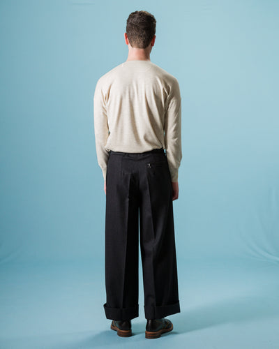 Olde Homesteader Cashmere Interlock Crewneck L/S - Ecru Heather - Standard & Strange