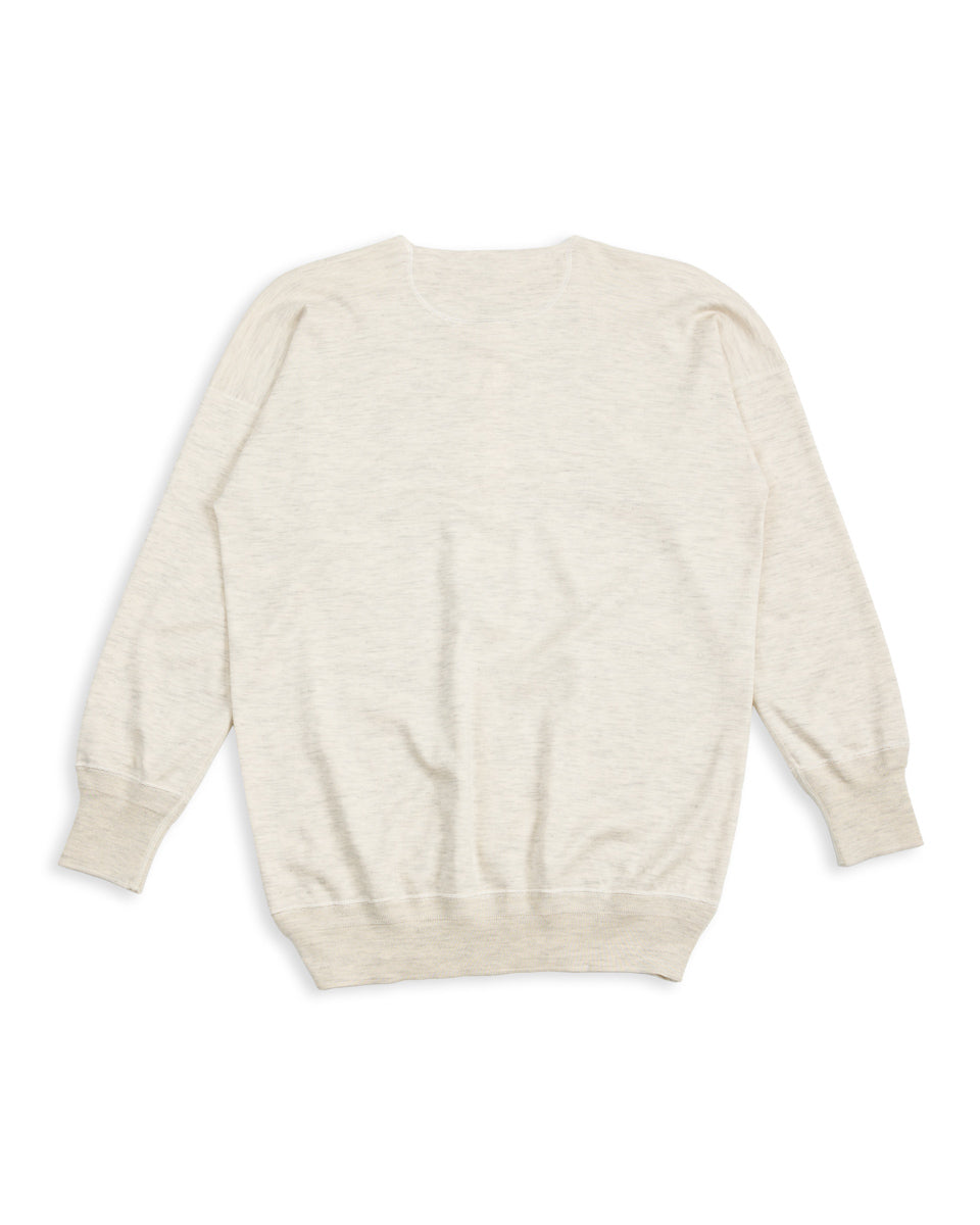 Olde Homesteader Cashmere Interlock Henley Neck L/S - Ecru Heather - Standard & Strange