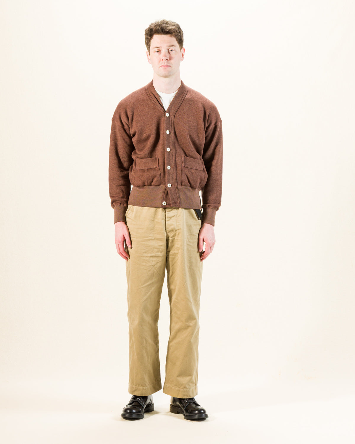 Olde Homesteader Extra Cotton Fleece Cardigan - Brown Heather - Standard & Strange
