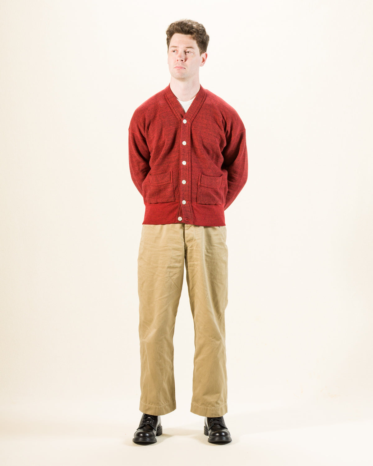 Olde Homesteader Mix Extra Cotton Fleece Cardigan - Turkey Red - Standard & Strange